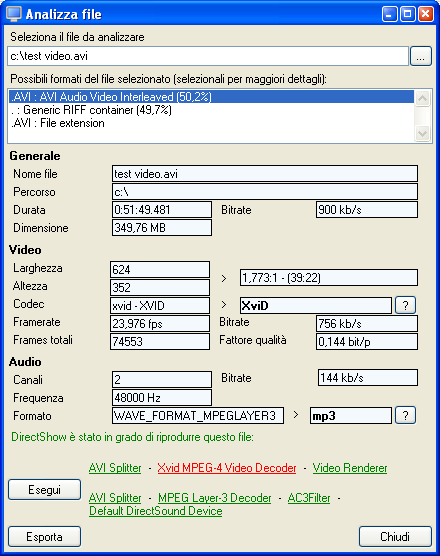 dettagli file avi