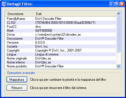 dettagli codec