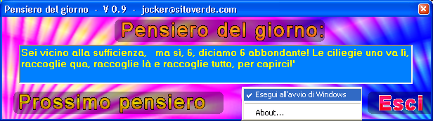 Pensiero del giorno, screenshot